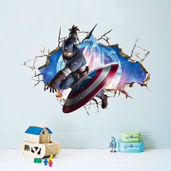 3d Captain America Rikkoutunut Seinätarra Taustan Seinätarrat