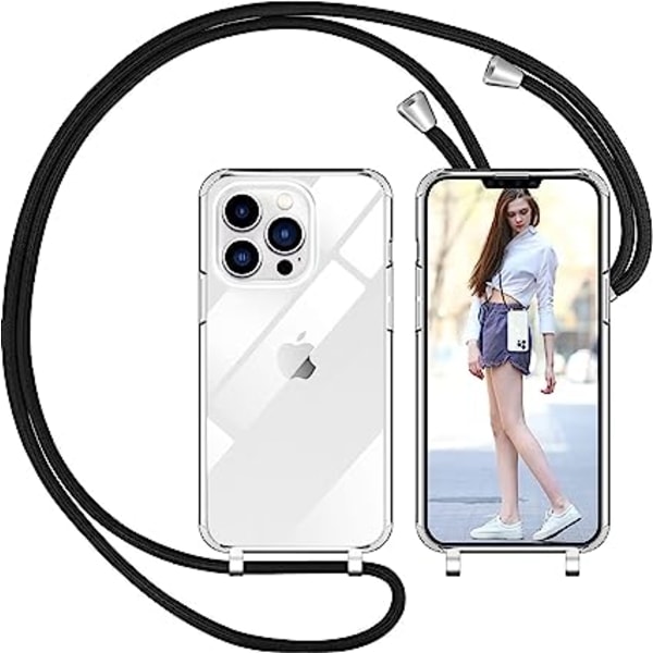 Fodral med snöre till iPhone 13 Pro, transparent fodral