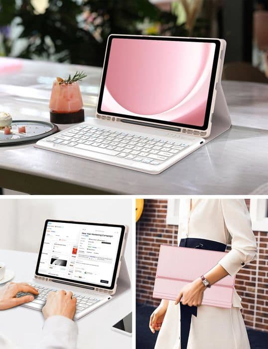 Trådløst tastatur - Samsung Galaxy Tab S10 Plus - Rosegull - Bluetooth 5.0 - 12,4 tommer