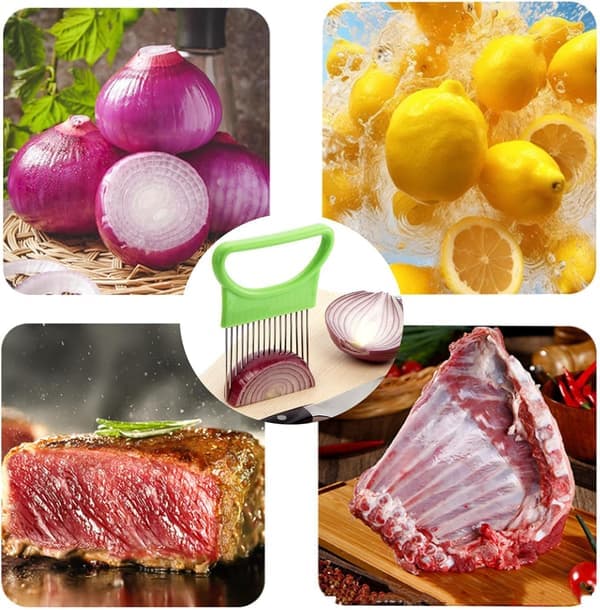 4-pack lökhackare med lock, grönsaksskärare i rostfritt stål för tomat, potatis, citron, avokado, multifunktionell mathackare som köksassistent