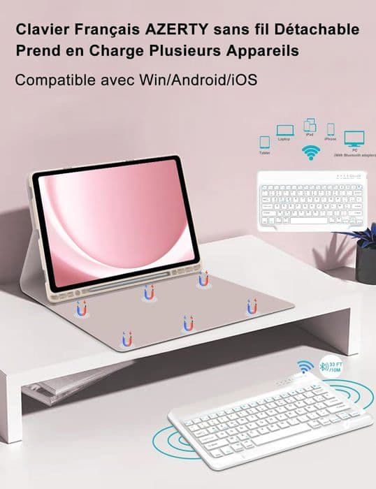 Trådløst tastatur - Samsung Galaxy Tab S10 Plus - Rosa guld - Bluetooth 5.0 - 12,4 tommer