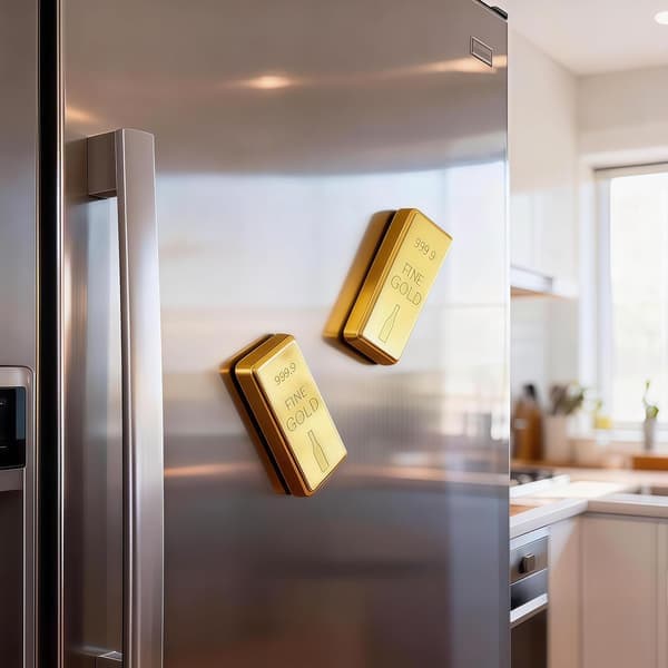 2-pack magnetiska flasköppnare i guldbar-design för kylskåp, lyxiga metallpresenter för kök och hembar