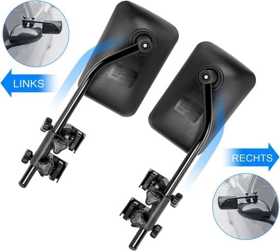 Universell extra backspegel för bil och husvagn - Sidospegel för husbilar, husvagnar - Passar standardfordon - 2 delar - 1 set