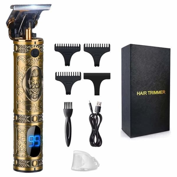 Professionell hårtrimmer - USB-uppladdningsbar - LED-display - 3 distanskammar