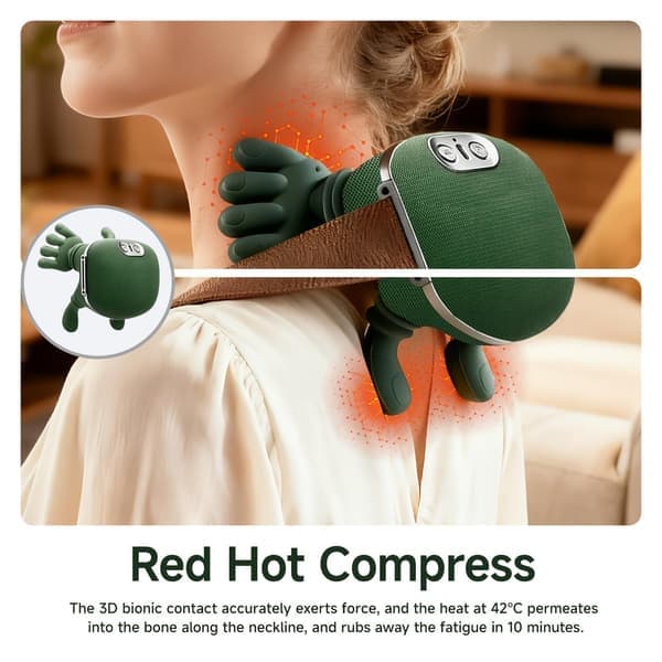 Nack- och kroppsmassör med 4D-knådning, värmefunktion och ergonomisk design