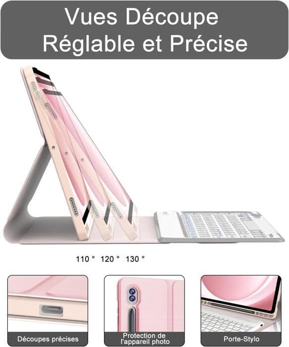 Trådløst tastatur - Samsung Galaxy Tab S10 Plus - Rosegull - Bluetooth 5.0 - 12,4 tommer