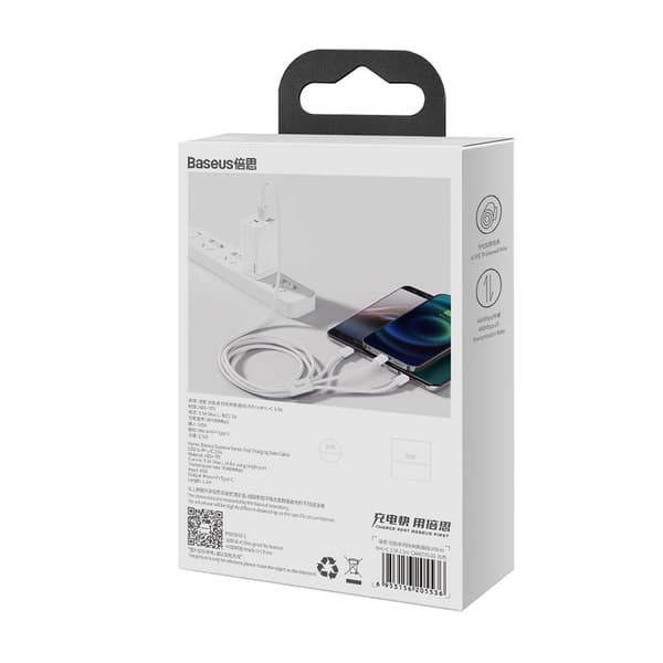 Baseus kabel 3in1 Superior USB - Lightning + USB-C + microUSB 1,5 m 3,5A vit vit