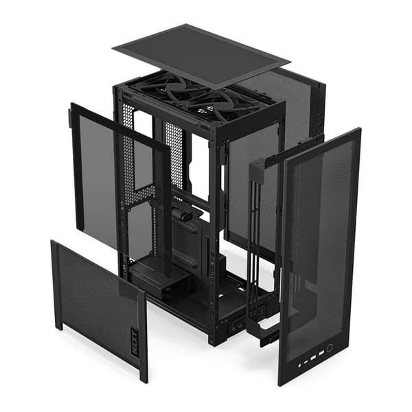 NZXT H2 Flow (2026) Lille formfaktor Mini-ITX Ingen strömförsörjning svart svart