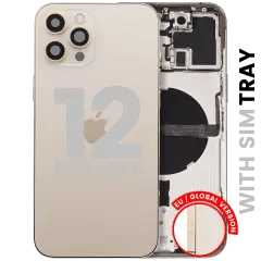 Bakre hölje med smådelar för iPhone 12 Pro Max (EU / Global version) (Begagnad OEM-dragning: Klass B) (Guld) guld