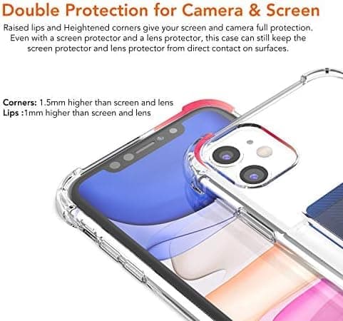 Genomskinligt fodral med korthållare, för iPhone 11