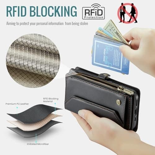 Caseme Plånboksfodral med dragkedja iPhone 16 Pro Max Svart black