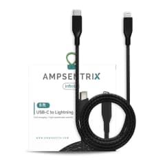 USB Typ C till Lightning-kabel (ej MFI) (1,8 m / 6 fot) (AmpSentrix Infinity) (Svart) svart