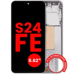OLED-enhet med ram för Samsung Galaxy S24 FE 5G (USA & internationell version) (6.62\") (Eftermarknad Plus) (Grå) grå