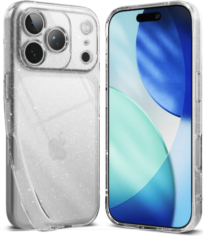 Matt TPU-skal för iPhone 17 Pro Max glitter transparent