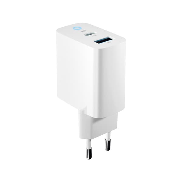 Forever TC-06-20AC PD QC laddare 1x USB-C 1x USB 20W vit vit