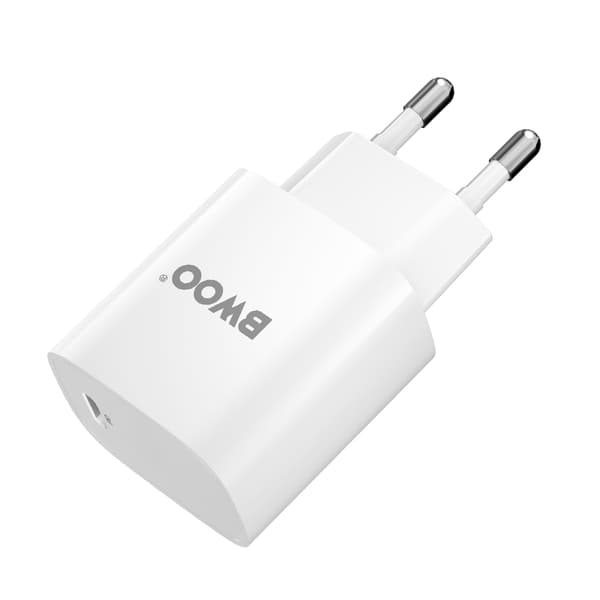 BWOO CDA159 PD väggladdare 20W 1x USB-C-port + Lightning vit vit