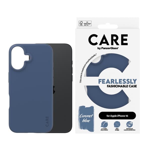 PanzerGlass CARE Fashionable Case till iPhone 16 Plus Blå