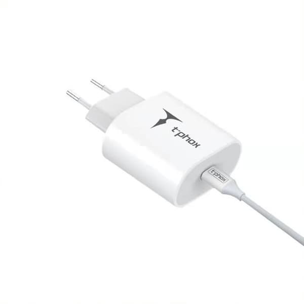 VÄGGLADDARE T-PHOX ISPEED 20W USB-C/LIGHTNING-KABEL VIT