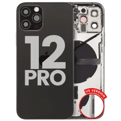Baksida med smådelar för iPhone 12 Pro (amerikansk version) (begagnad OEM-del: Grade B) (grafit) svart