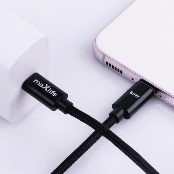 Maxlife MXUC-12 kabel USB-C - USB-C 1,0 m 60W svart svart