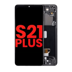 OLED-enhet med ram för Samsung Galaxy S21 Plus 5G (Eftermarknad Plus) (Phantom Black) svart