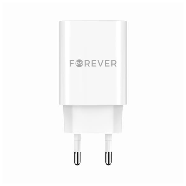 Forever TC-07-30AC PD QC laddare 1x USB-C 1x USB 30W vit + USB-C - USB-C kabel 60W vit