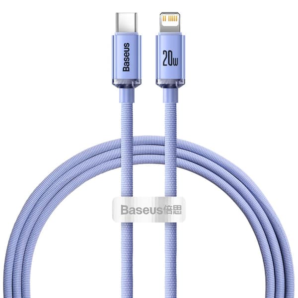 Baseus kabel Crystal Shine USB-C - Lightning 1,2 m 20W lila lila