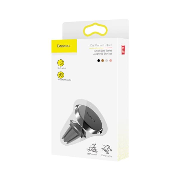 Bilhållare till ventilation för iPhone/Android - Baseus Small Ears Magnetisk, Svart, Aluminiumlegering