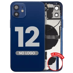 Baksida med smådelar för iPhone 12 (amerikansk version) (Aftermarket Plus) (blå)