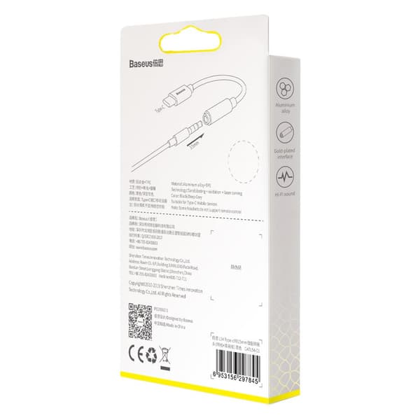 Baseus-adapter L54 USB-C till jack 3,5 mm svart