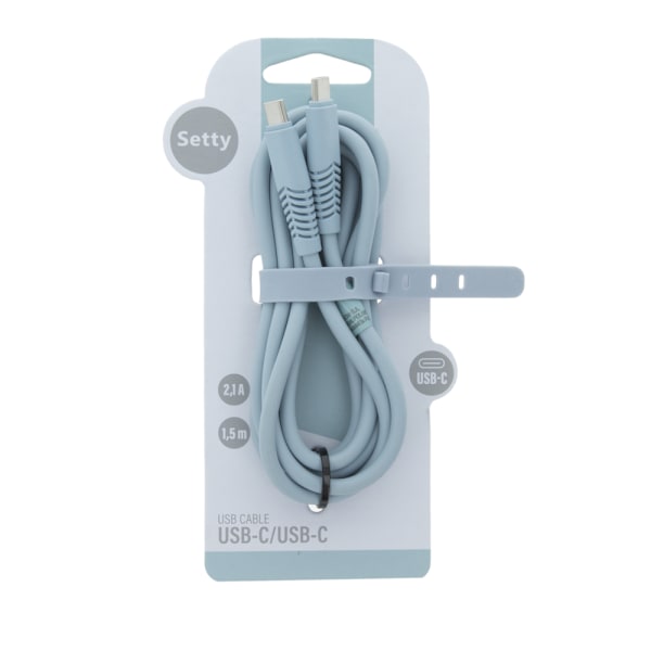 Setty-kabel USB-C - USB-C 1,5 m 2,1A KSC-C-1.523 blå