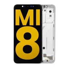 OLED-enhet med ram för Xiaomi Mi 8 (renoverad) (vit) vit