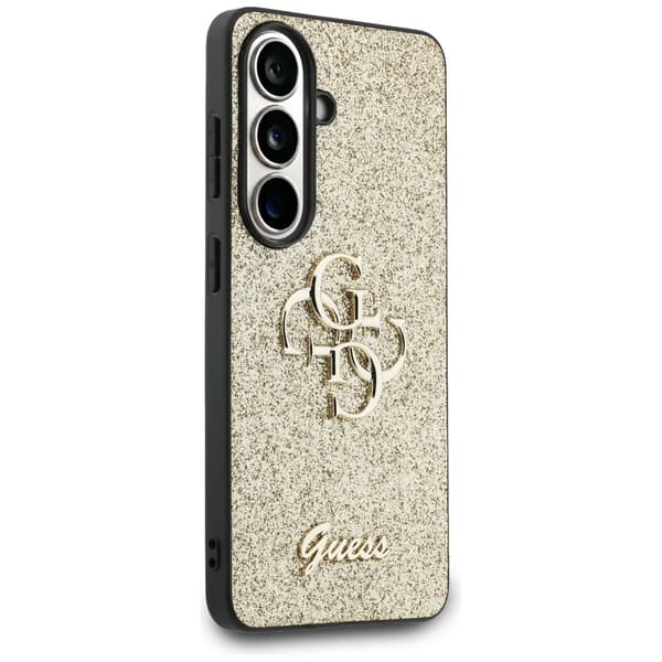 Guess fodral Fixed Glitter Big 4G Metal Logo för Samsung Galaxy S26 guld