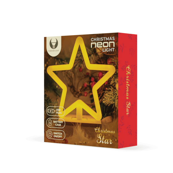 Neon Wood Stand LED STAR varmvit FLNW04 Forever Light