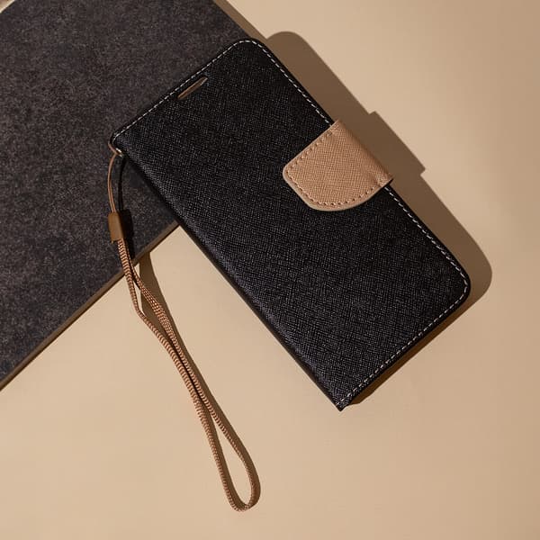 Smart Fancy fodral för iPhone 16 Pro svart-guld svart