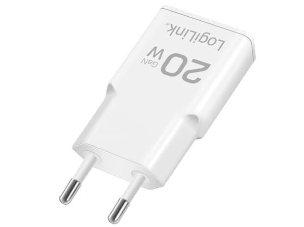 Logilink-adapter GaN 20Watt 1xUSB-C 1xUSB-A – Vit vit