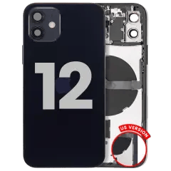 Baksida med smådelar för iPhone 12 (amerikansk version) (begagnad OEM-dragning: klass A) (svart) svart