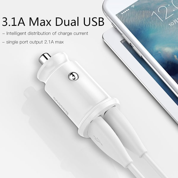 HOCO Billaddare18W 2x USB QC3.0 med iphone laddare kabel