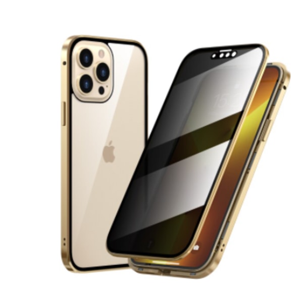 Sekretessskydd metallfodrall till iPhone 14plus guld guld