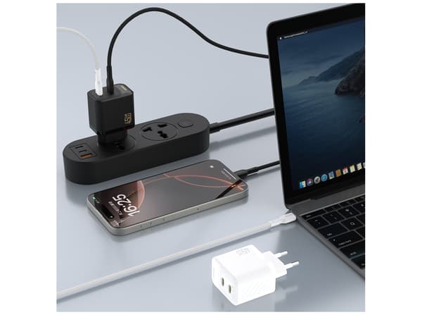 Dudao A28PEU Adapter 45Watt 2xUSB-C svart
