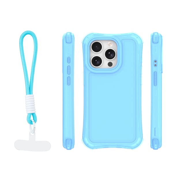 Safepop-fodral med rem för iPhone 15 Pro 6,1\" blå