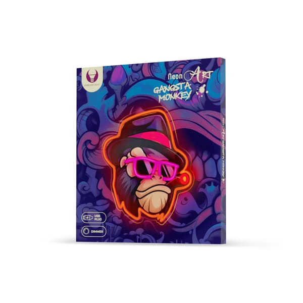 Neon ART LED GANGSTA MONKEY flerfärgad FLA03 Forever Light