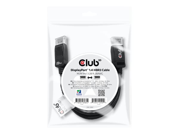 Club 3D CAC-2067 DisplayPort 1.4 Kabel 1m svart