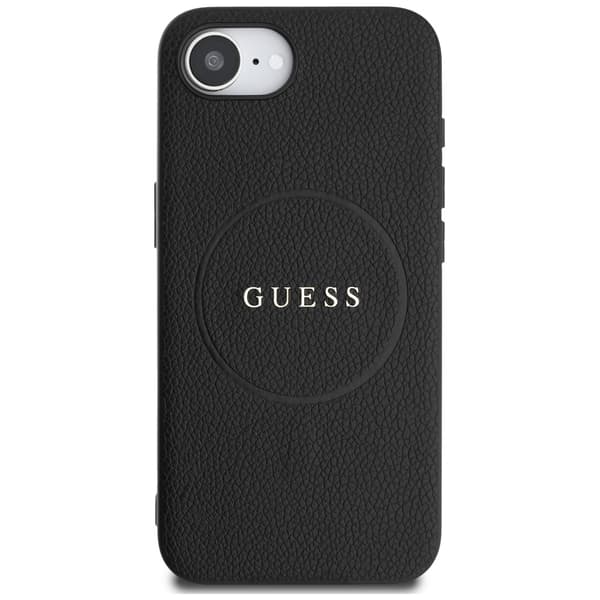 Guess HC MagSafe PU Grained guld Ring fodral för iPhone 16e svart