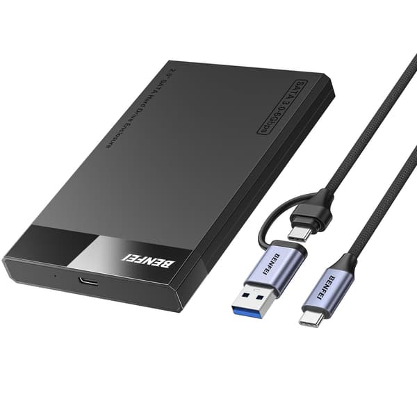 BENFEI SSD-hölje 2,5 tum SATA SSD USB-C USB-A med UASP SATA III-stöd svart