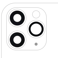 Bakre kameralins (endast glas) med lim för iPhone 11 Pro / Pro Max (3-delat set) (Eftermarknad Plus) (10-pack) transparent