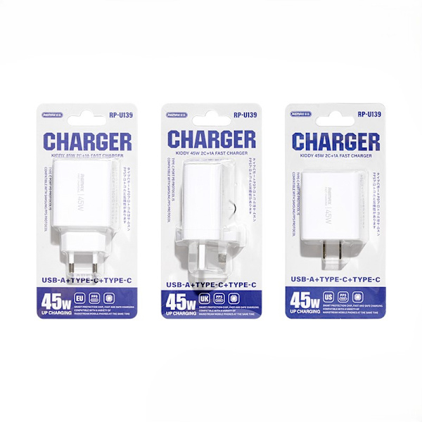 KIDDY SERIES 45W RP-U139 2xUSB-C/1xUSB POWER ADAPTER WHITE