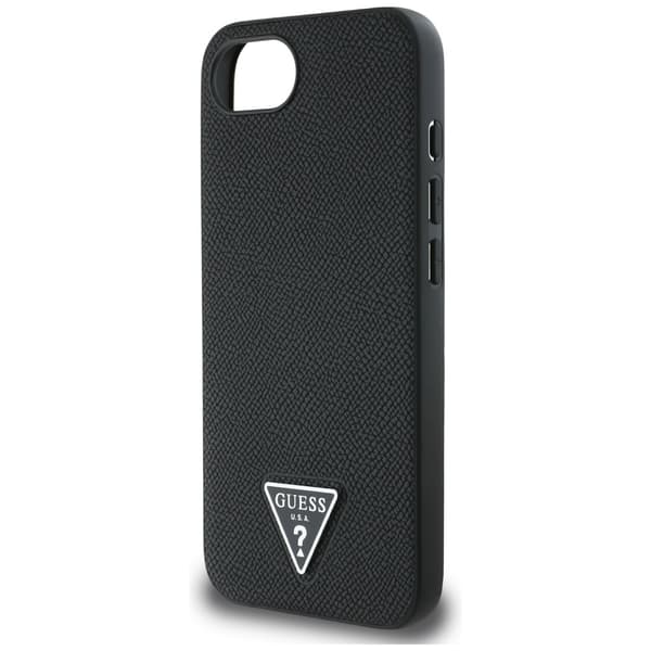 Guess HC MagSafe Grained PU Triangle Logo fodral för iPhone 16e svart svart