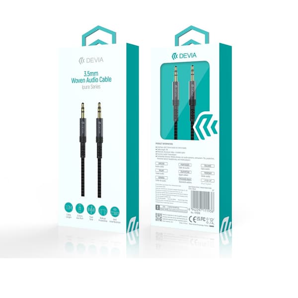 Devia kabel audio Ipure EC618 jack 3,5 mm - jack 3,5 mm 1,0 m svart