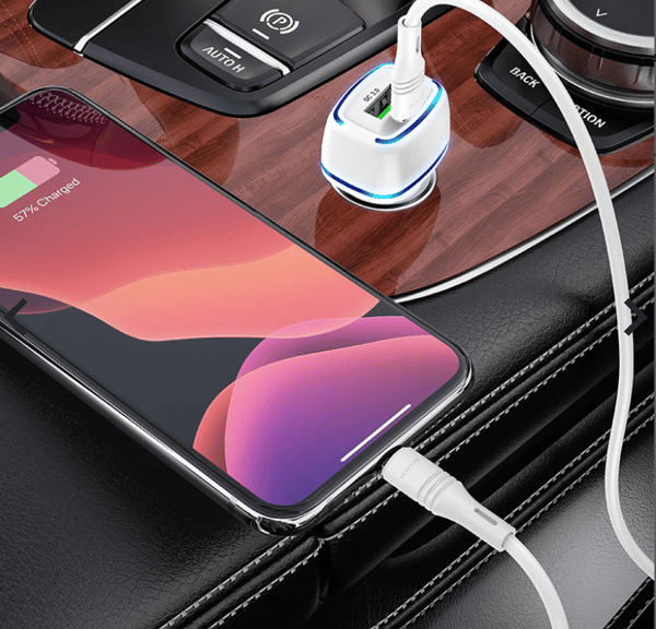 Snabb Billaddare USB C med iphone-kabel – Vit vit